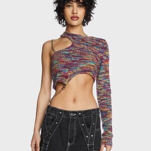 nwt the ragged priest doll multicolor spacedye crop top xs